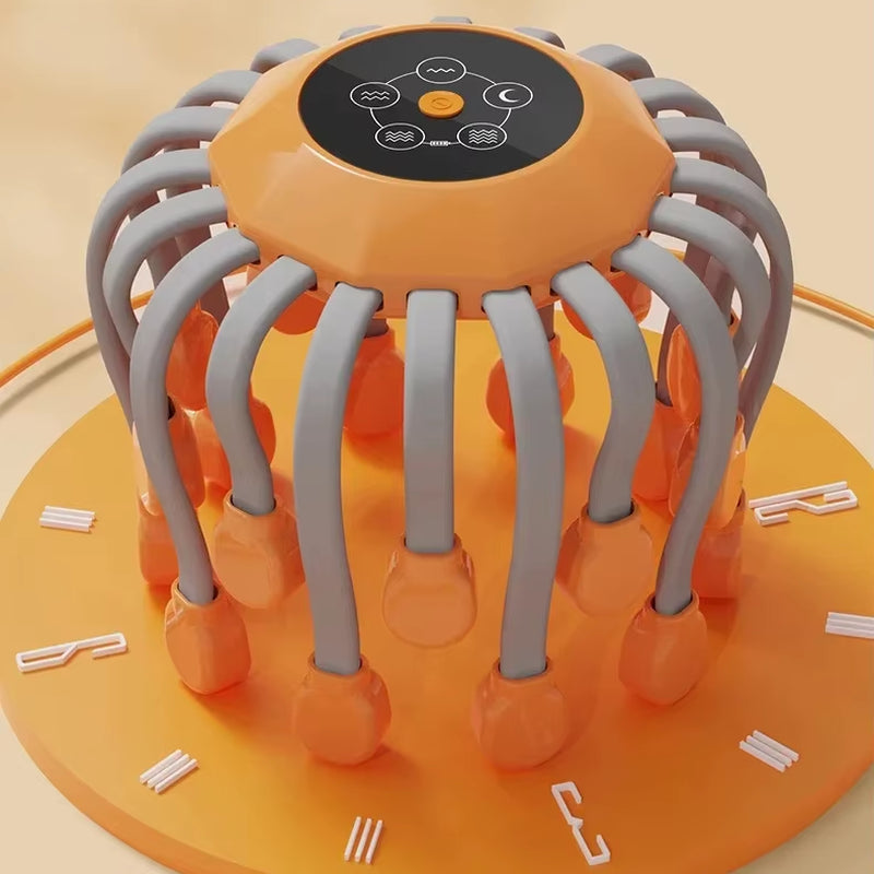 20Massage Heads Orange Scalp Head Massager Red Light Vibrator Octopus Scratcher for Relaxation Stress